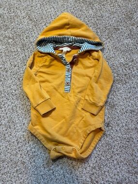 Matilda Jane Clothing with Joanna Gaines Mustard Hooded Bodysuit Size 12-18 mo